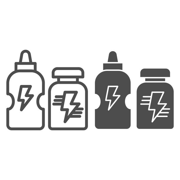 健康营养饮料线和固体图标。运动摇床与蛋白质补充符号，轮廓风格象形图上的白色背景。健身标志的移动概念和网页设计。矢量图形。图片下载