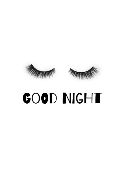 带睫毛的贺卡上写着:晚安图片下载