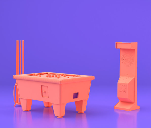 街机游戏游戏柜，复古复古街机游戏机，橱柜在平坦的紫色房间，游戏，复古游戏，复古时尚，3d渲染图片下载