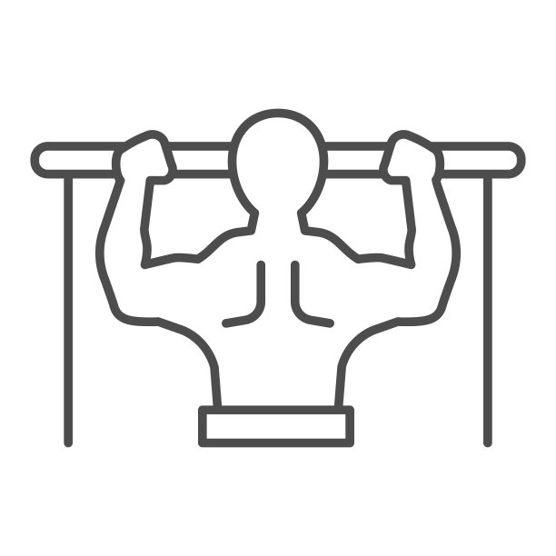 水平条和运动员线和固体图标。运动员做引体向上的符号，轮廓风格的象形文字在白色的背景上。健康生活方式标志的移动概念和网页设计。矢量图形。图片下载