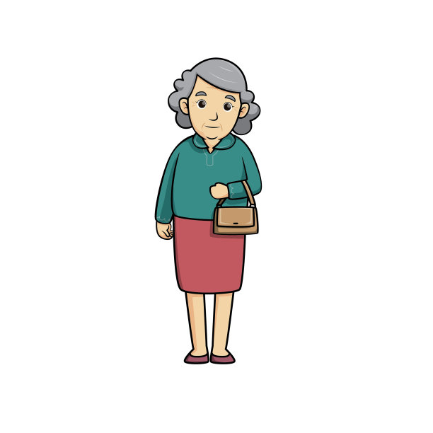 矢量插图的奶奶孤立在白色的背景。图片下载