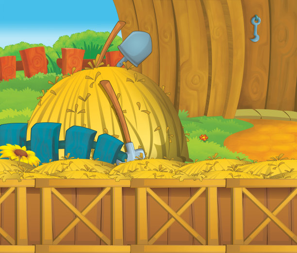 卡通色彩丰富的场景与农场农场后院为不同的用法-插图图片下载