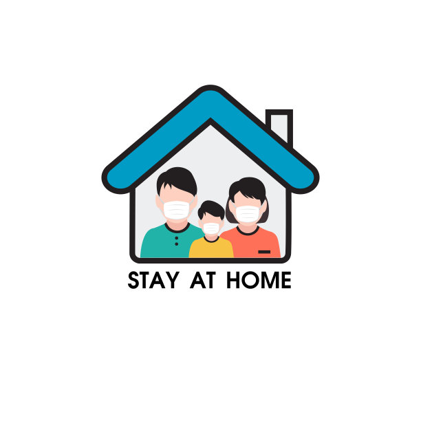 家庭呆在家里阻止新冠肺炎。防止病毒传播。矢量图图片下载
