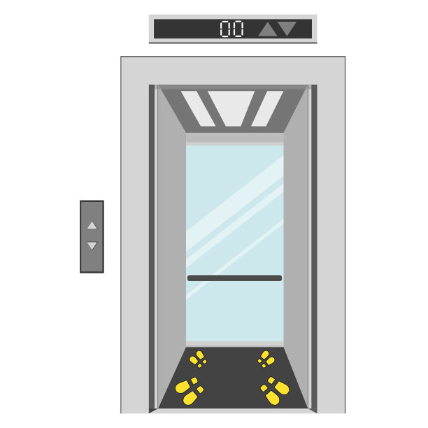如何利用电梯中的社交距离预防COVID-19病毒感染。图片下载