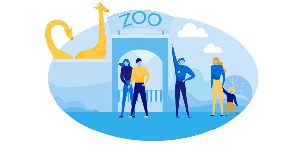 动物园导游邀请人们和孩子参观游览图片下载