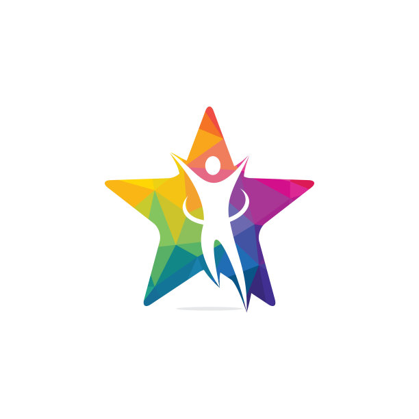 赢家人类或快乐人类矢量标志设计。图片下载