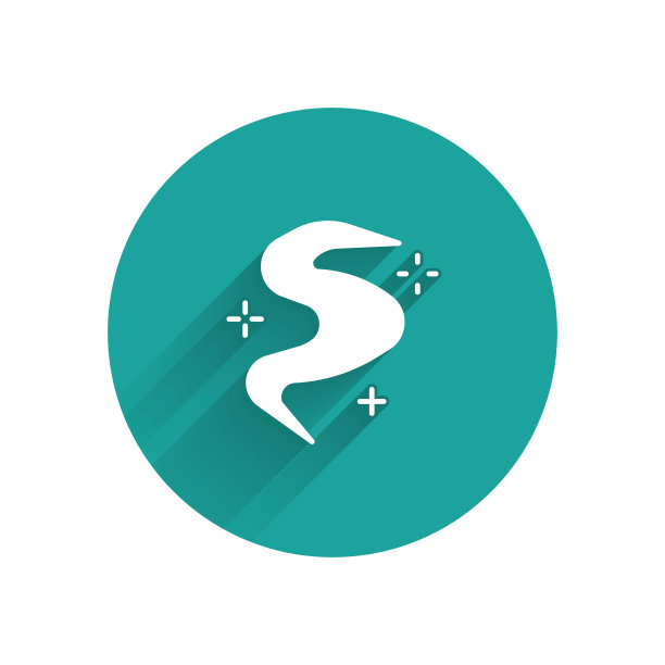 白色魔法雾或烟雾图标孤立与长影子。绿色圆圈按钮。矢量图图片下载