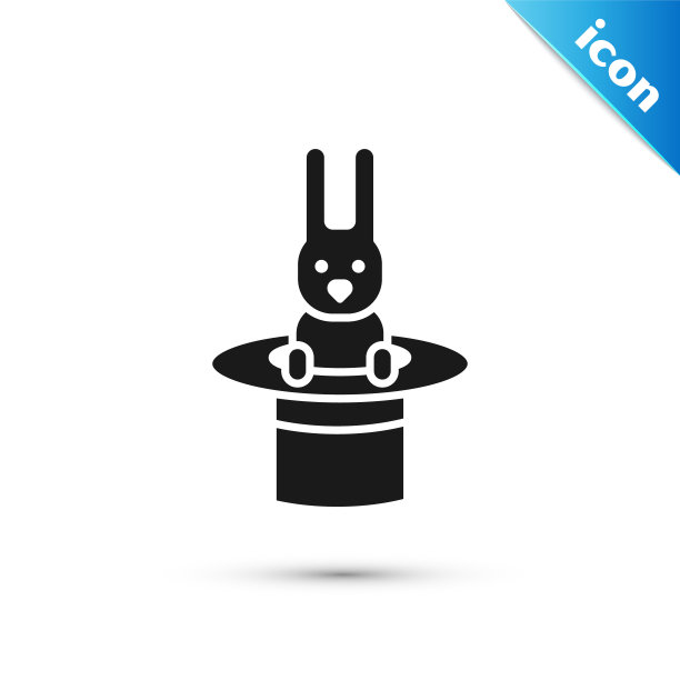 灰色魔术师的帽子和兔子图标孤立在白色的背景。魔术。神秘的娱乐概念。矢量图图片下载