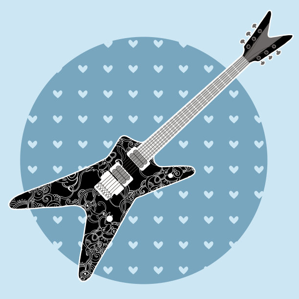 可爱的垃圾摇滚抽象吉他。矢量图图片下载