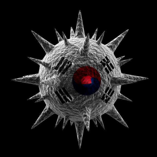 病毒在韩国国旗颜色图片下载
