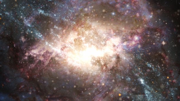 小行星飞越明亮的发光星系与漩涡星云星尘-抽象的背景纹理图片下载