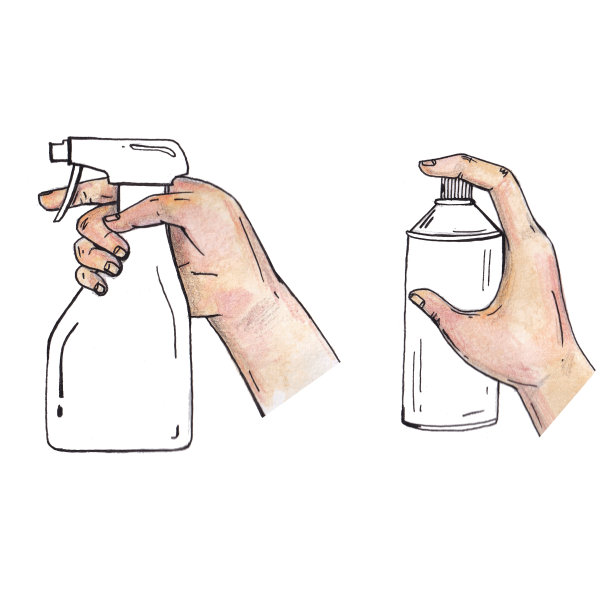 水彩插图与手握洗涤剂的图片图片下载