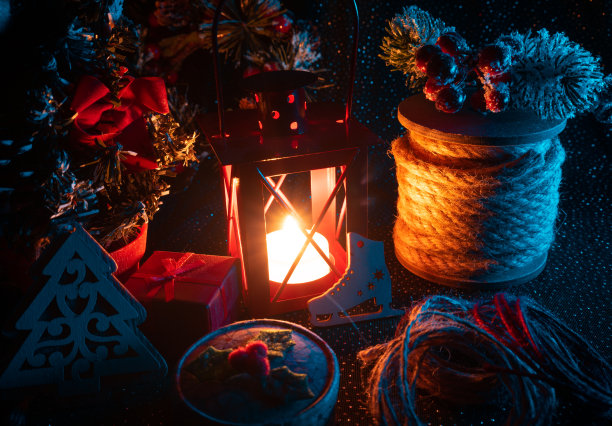 圣诞背景装饰，相机和礼物图片下载