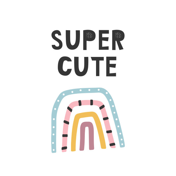 儿童海报与颜色彩虹和手绘字母。婴儿保育室墙面艺术。矢量图图片下载