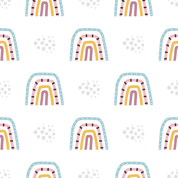 无缝图案与多色婴儿彩虹。矢量插图。图片下载