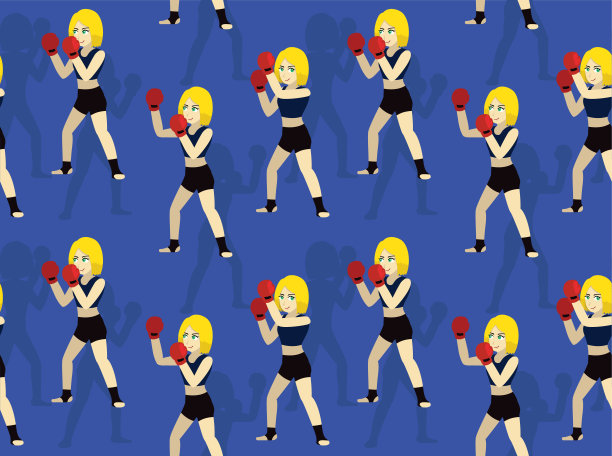 上勾拳拳漫画卡通矢量无缝背景墙纸01图片下载