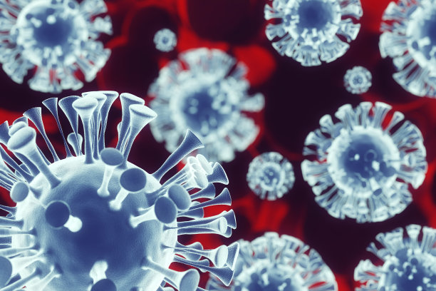 冠状病毒疾病暴发。2019冠状病毒病全球大流行3d渲染图背景。2019 - ncov RNA病毒素材图片