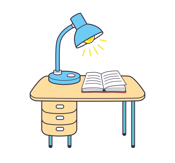 桌上放着一盏台灯和一本打开的书图片下载