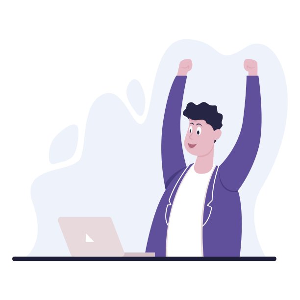 快乐的商人在办公室跳。颜色矢量图图片下载