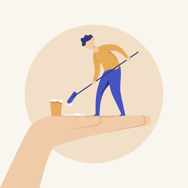 男人站在他的手上，用刷子和肥皂洗它。图片下载