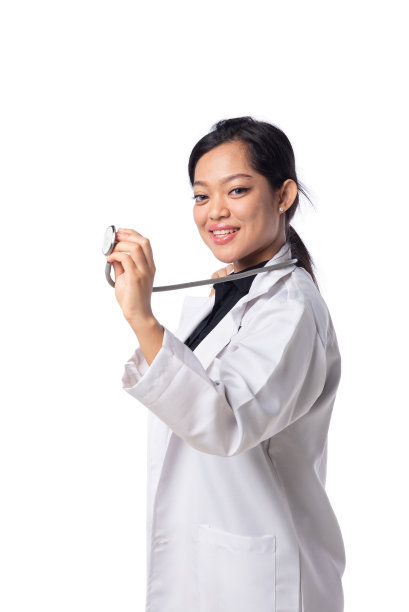 穿着白大褂，带听诊器的女穆斯林医生图片下载