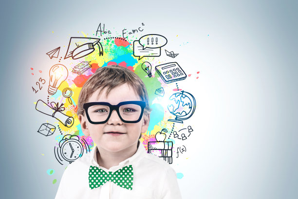 可爱的小男孩和教育素描图片下载