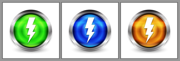 闪电螺栓图标现代眼球圆形按钮设置插图图片下载