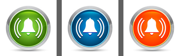 闹钟铃声图标现代设计圆形按钮设置插图图片下载