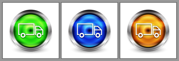 送货卡车图标现代眼球圆形按钮设置插图图片下载