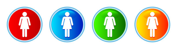 女人图标玻璃圆形按钮设置插图图片下载