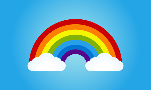 彩色彩虹矢量插图。创意天空彩虹云矢量背景模板图片下载