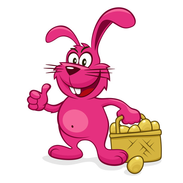 粉色复活节兔子兔子篮子拇指蛋图片下载