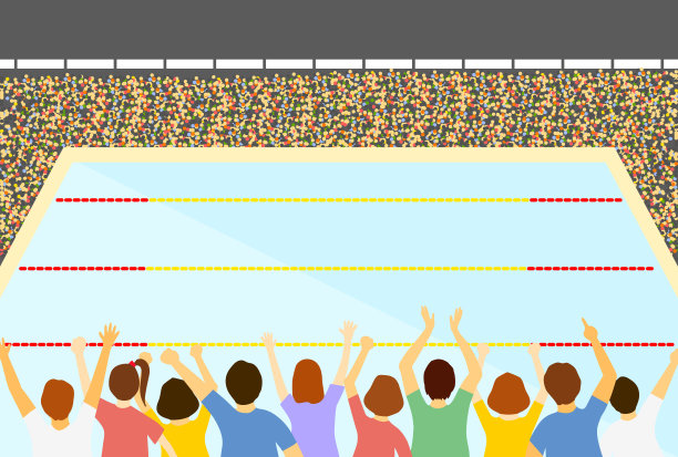很多人在体育场的游泳池里观看图片下载