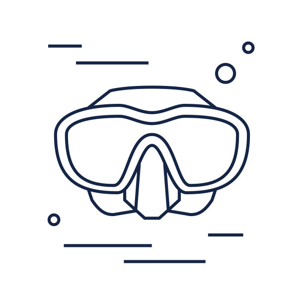 浮潜面具图标。潜水和自由潜水的设备。孤立的矢量图图片下载