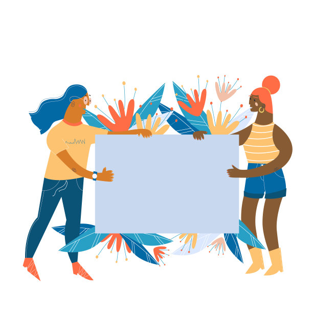 2个女孩和方形海报图片下载