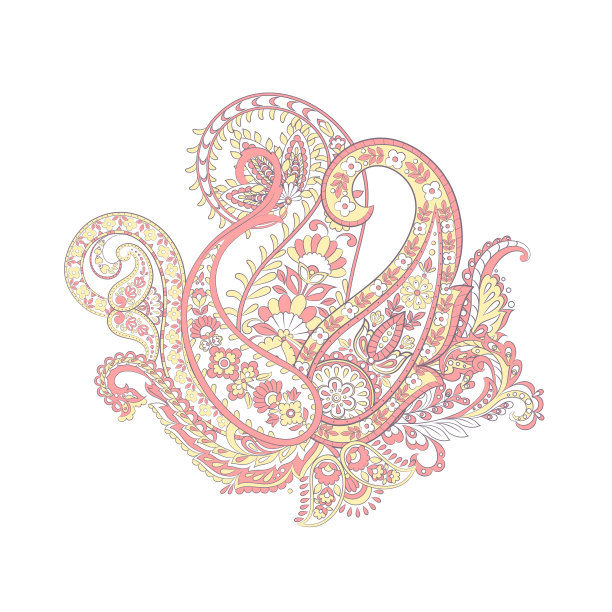 孤立的佩斯利装饰。大马士革向量图片下载