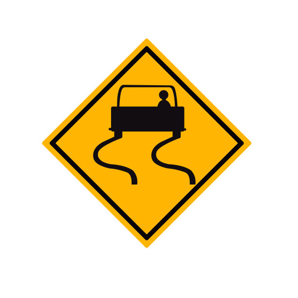 警告交通标志路滑图片下载