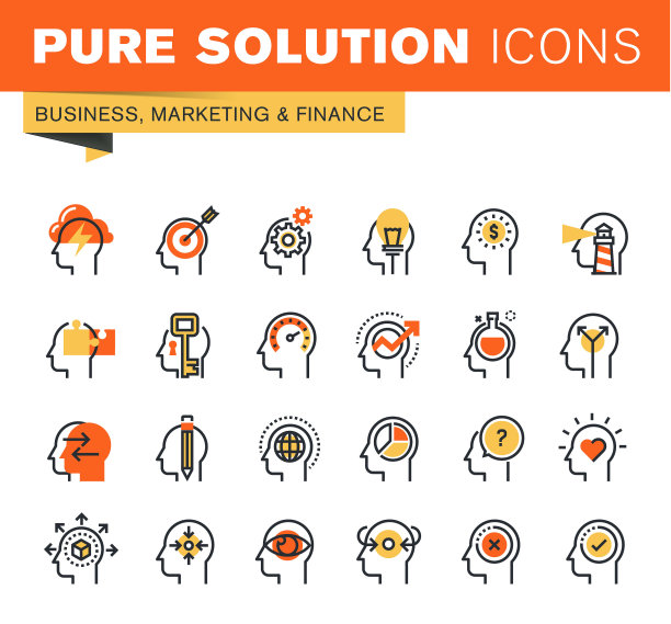 商业，金融和营销细线平面设计网页图标集合。图片下载