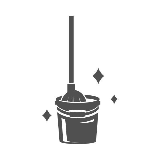 桶和清洁拖把图标在平坦的风格。矢量插图。图片下载