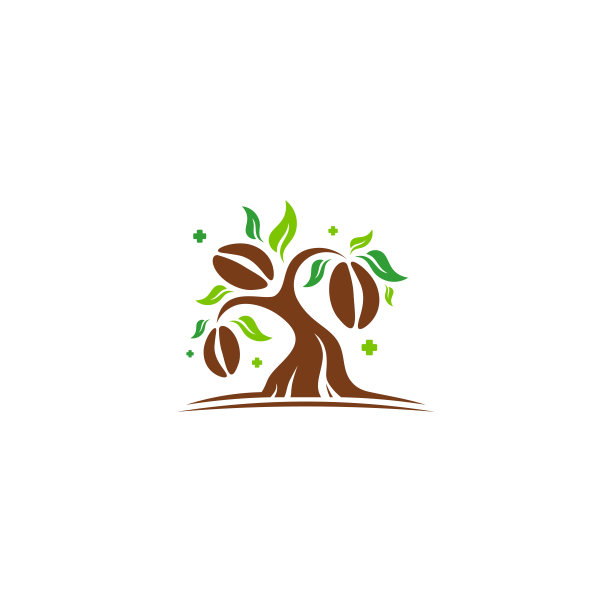 健康咖啡标识设计理念，天然咖啡标识设计矢量图片下载