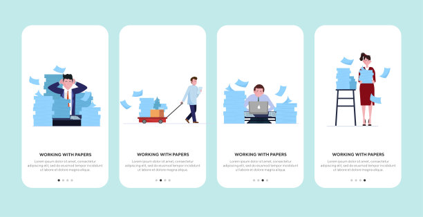 压力山大的员工处理成堆的文件图片下载