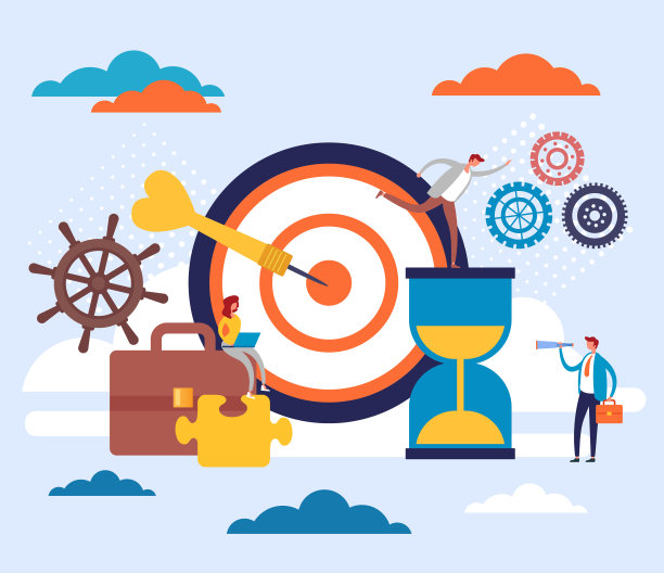 团队合作办公人员的经营理念。矢量平面设计卡通插图图片下载