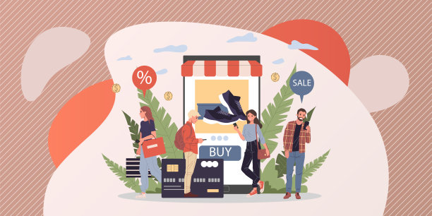 人们使用手机应用在网上购物素材图片