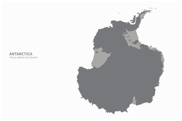 南极的地图。南极洲大陆矢量地图。图片下载