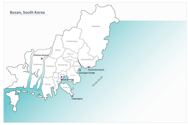 釜山的地图。韩国省份矢量地图。图片下载