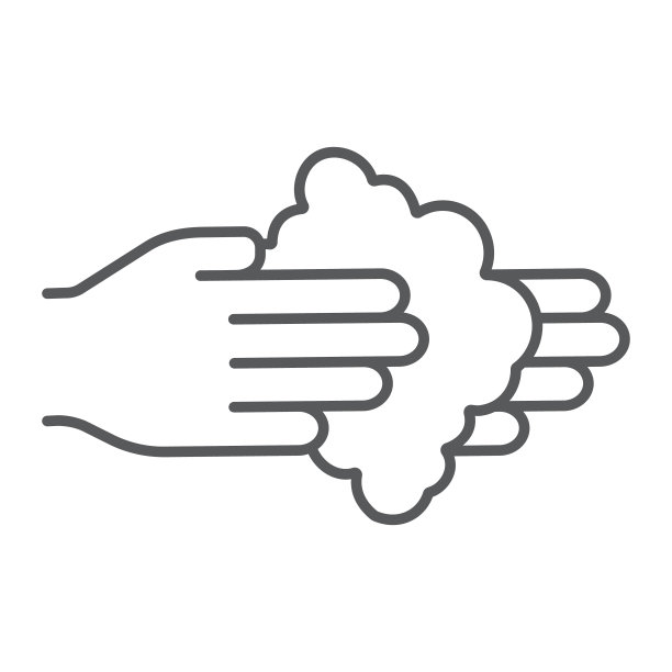 洗手用肥皂细线图标、洗手和卫生符号、洗手符号、矢量图形、白色背景上的线性图案，eps 10。图片下载