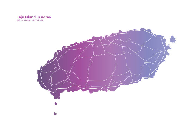济州岛的地图。韩国省矢量地图。图片下载