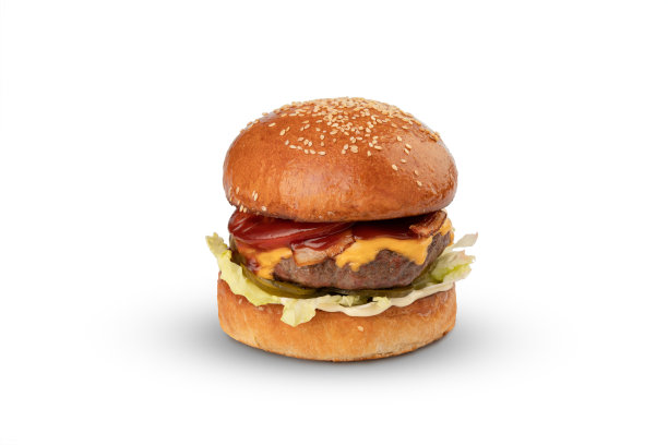 牛肉汉堡配泡菜，番茄，芝士，沙拉图片下载