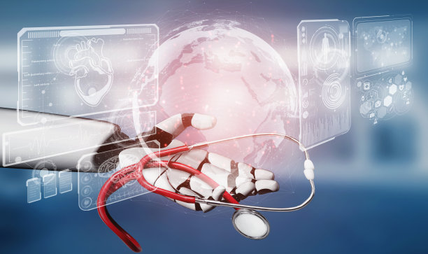 未来的人工智能机器人和半机械人。图片下载