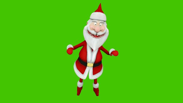 圣诞老人欢快的舞蹈。圣诞节的概念。3D渲染图片下载